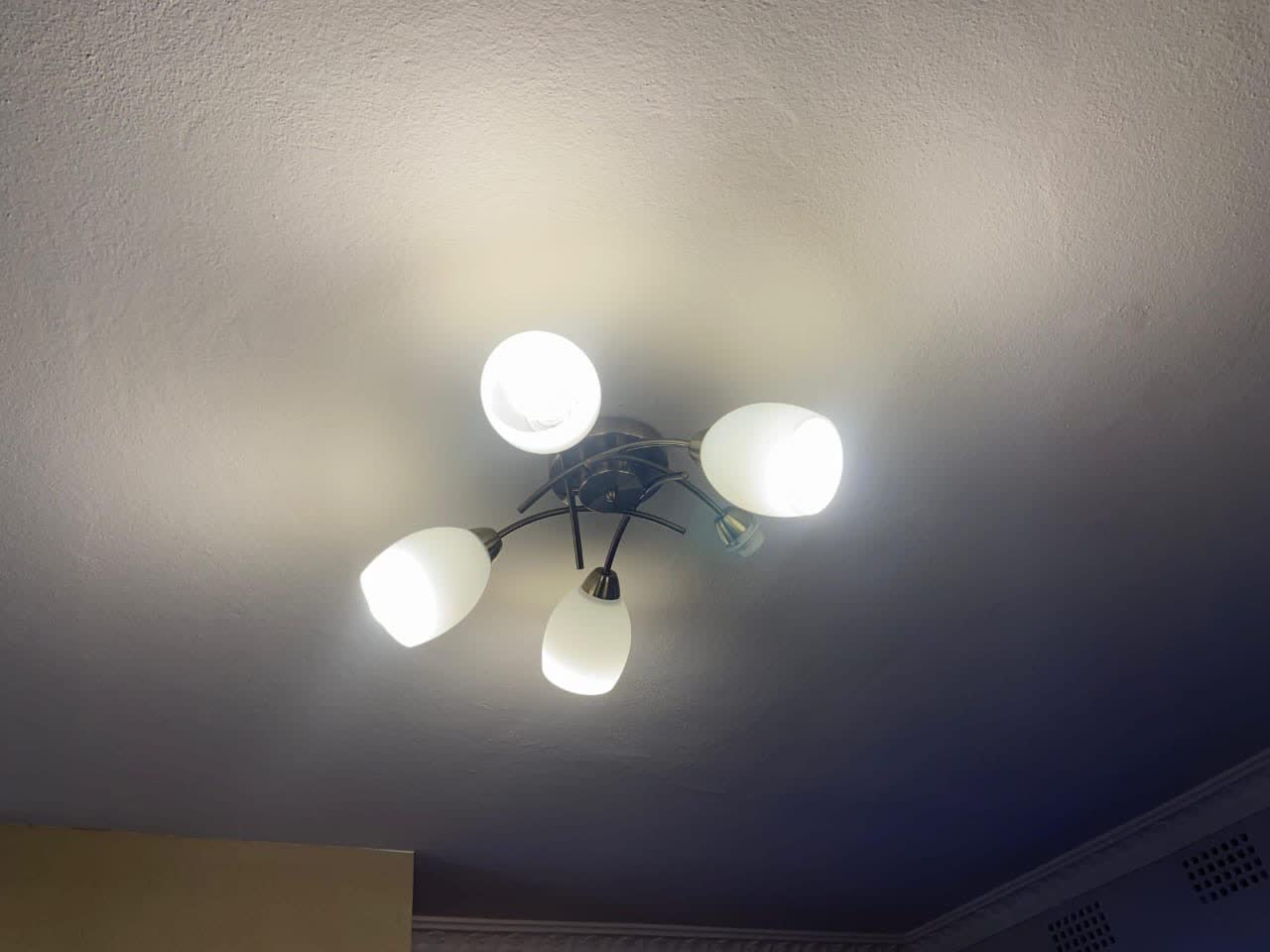 Four-arm ceiling light fitting installed and tested in a Gauteng home by Happ's Electrical